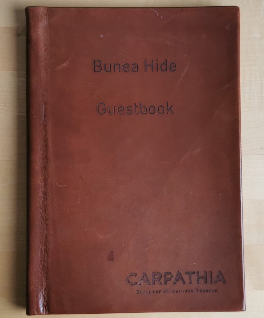 Bunea wildlife hide old guestbook cover
